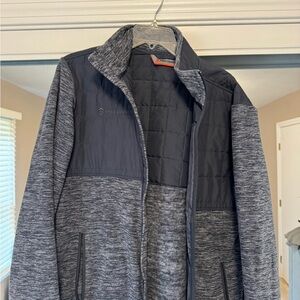 Free Country Men’s Quilted Jacket in Charcoal Gray with Heather Trim